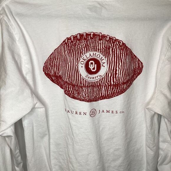 Ladies Lauren James Co. Oklahoma Sooners  Football Long sleeved Pocket Tee small - Picture 2 of 5